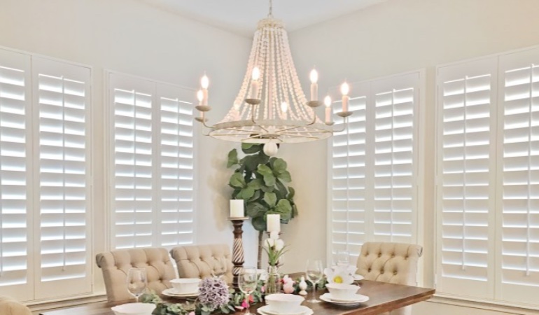 Polywood shutters in a Destin dining room.