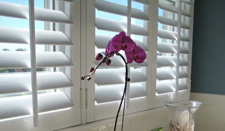 Plantation shutters are constructed with recyclable faux wood. Faux wood plantation shutters in Destin
